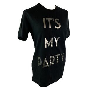Medium Guess "It's My Party" Women's Black Tshirt Jenifer Lopez Summer 2019